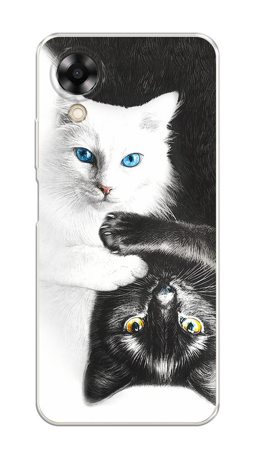 

Чехол на Oppo A17K "Коты Инь-Янь", Черный;белый;голубой, 2512850-1
