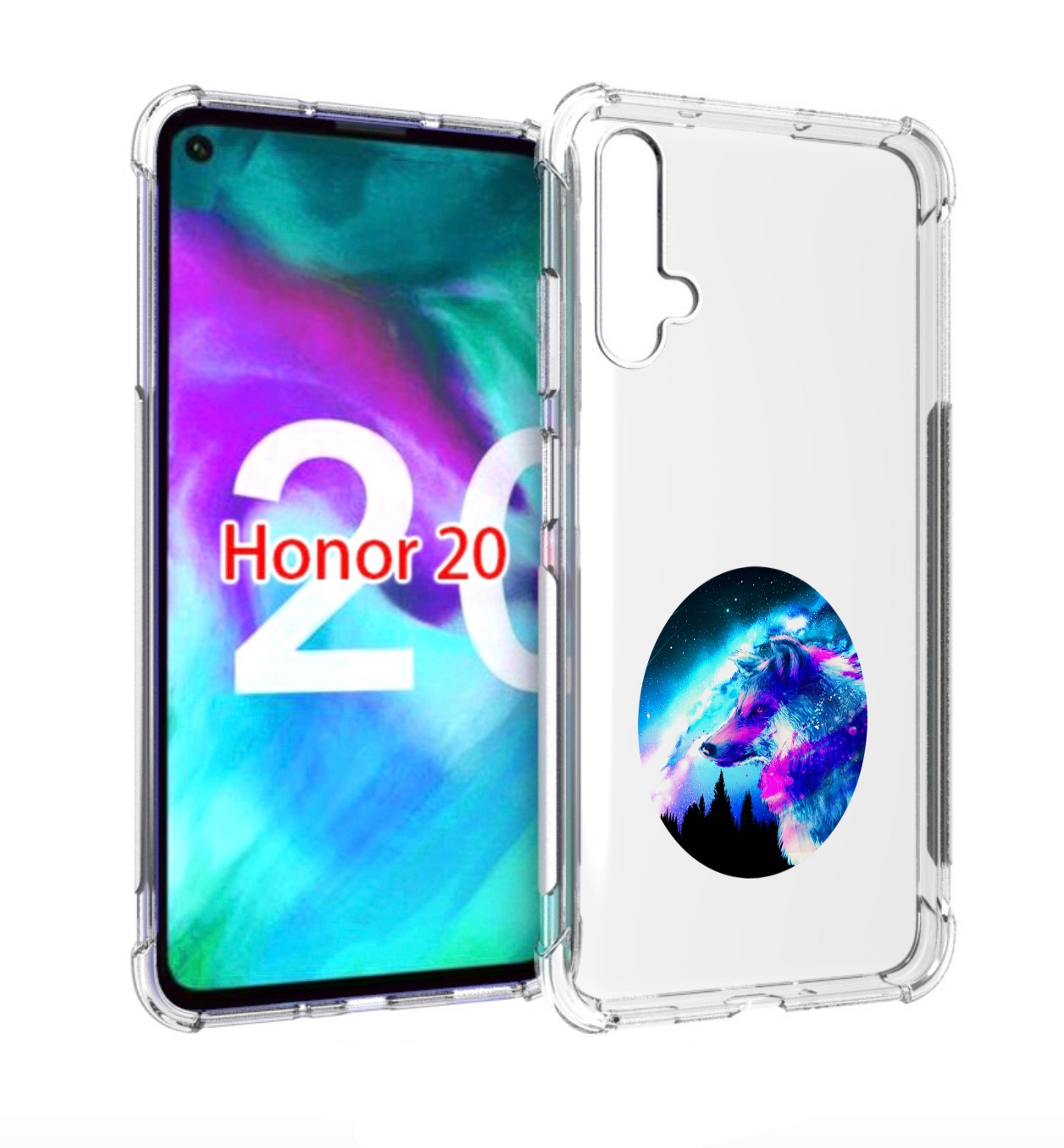 

Чехол бампер MyPads голубой волк для Honor 20., Прозрачный, Tocco