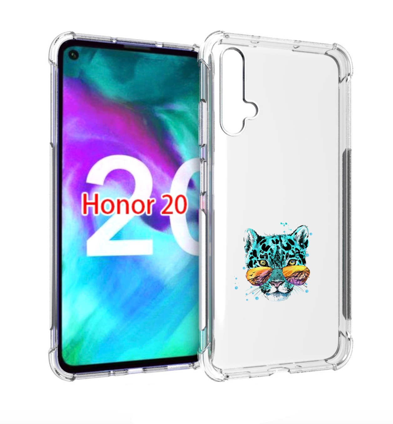 

Чехол бампер MyPads голубой лео для Honor 20., Прозрачный, Tocco
