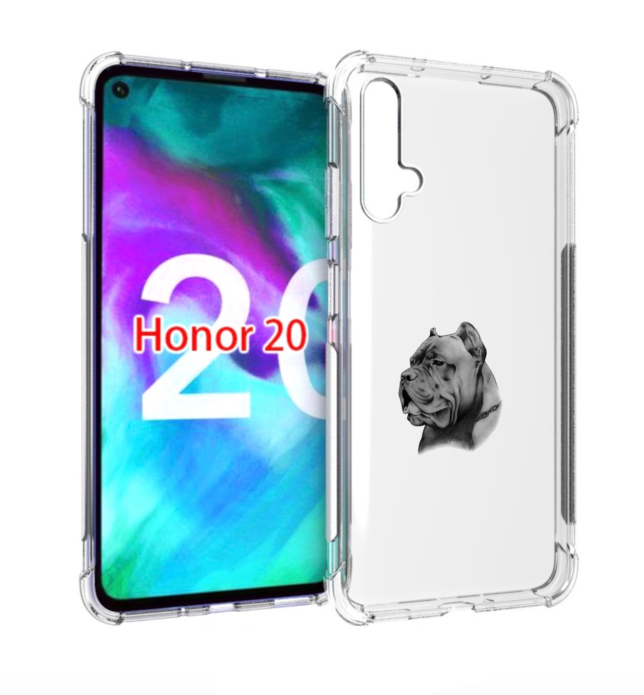 

Чехол бампер MyPads грозный бульдог для Honor 20., Прозрачный, Tocco