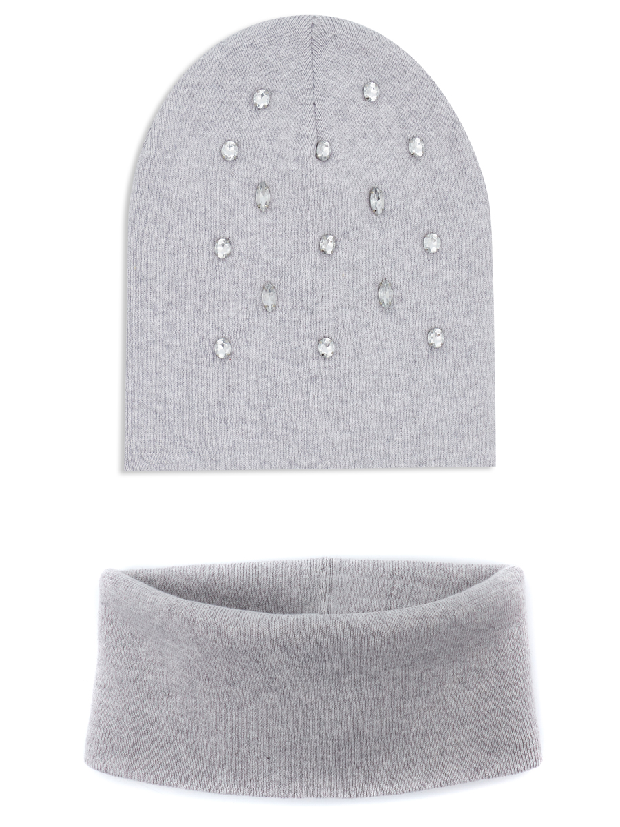Комплект шапка и шарф-снуд для девочки Me&We AG221-A707-107 Серый-54