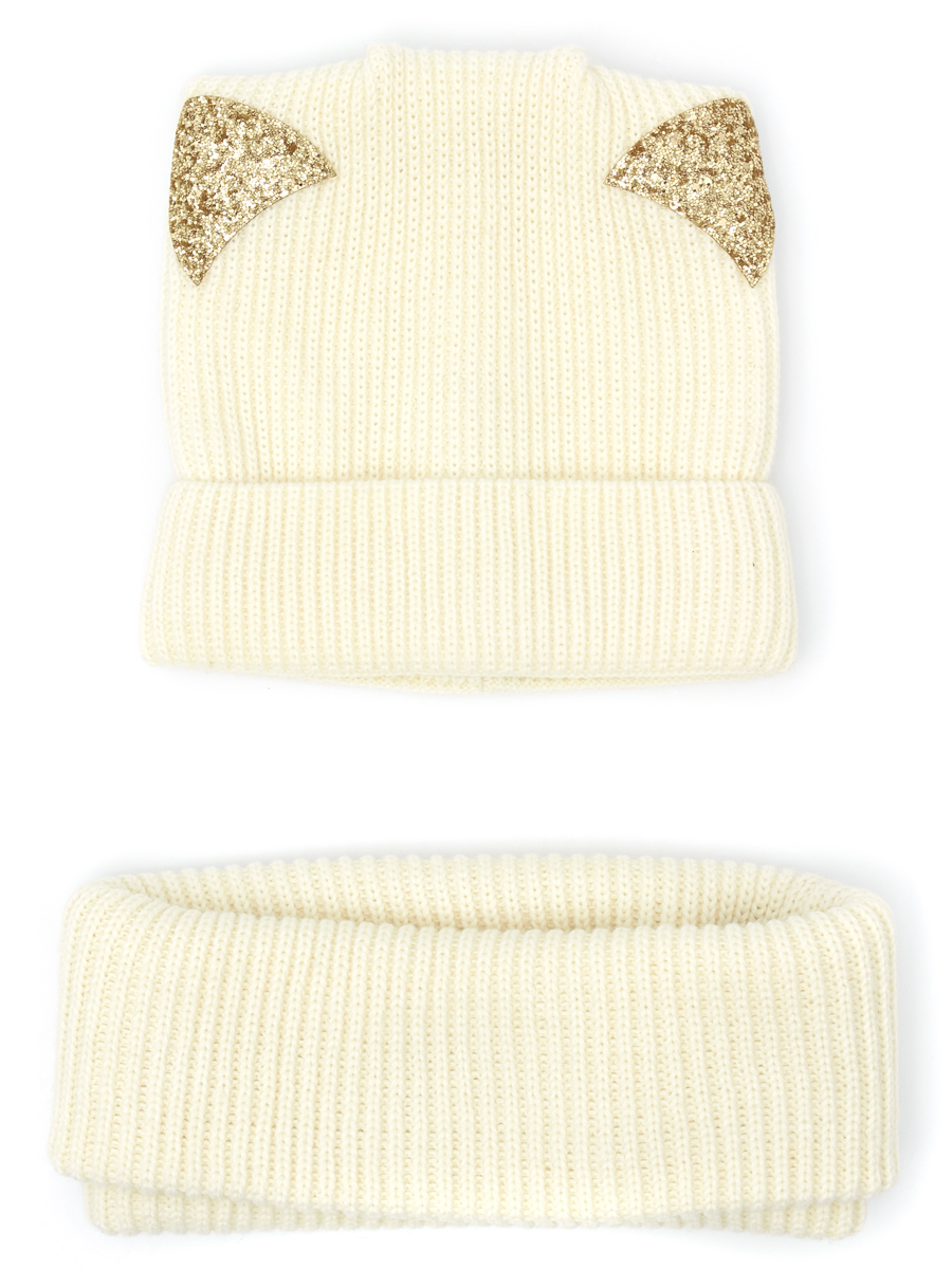 Комплект шапка и шарф-снуд для девочки Me&We AG221-A707-106 Белый-52