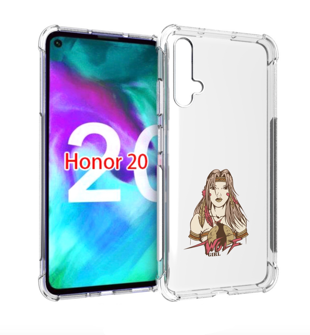 

Чехол бампер MyPads девушка волк для Honor 20., Прозрачный, Tocco