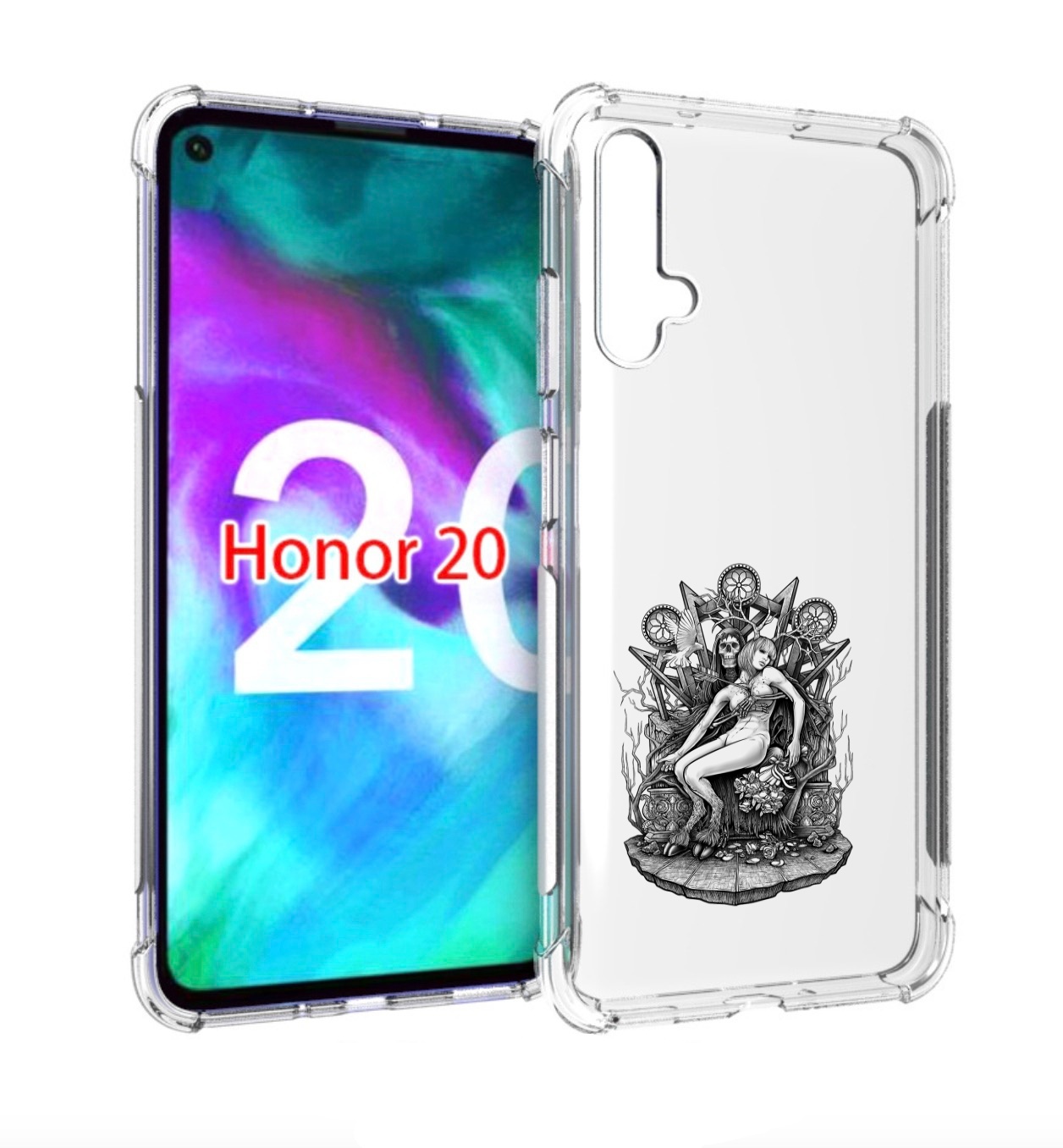 

Чехол бампер MyPads девушка на троне для Honor 20., Прозрачный, Tocco
