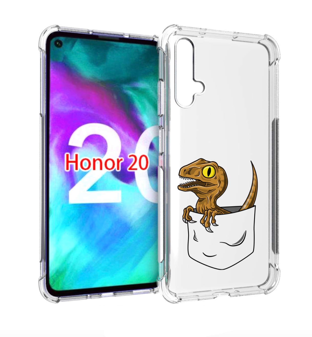 

Чехол бампер MyPads динозавр в кармане для Honor 20., Прозрачный, Tocco