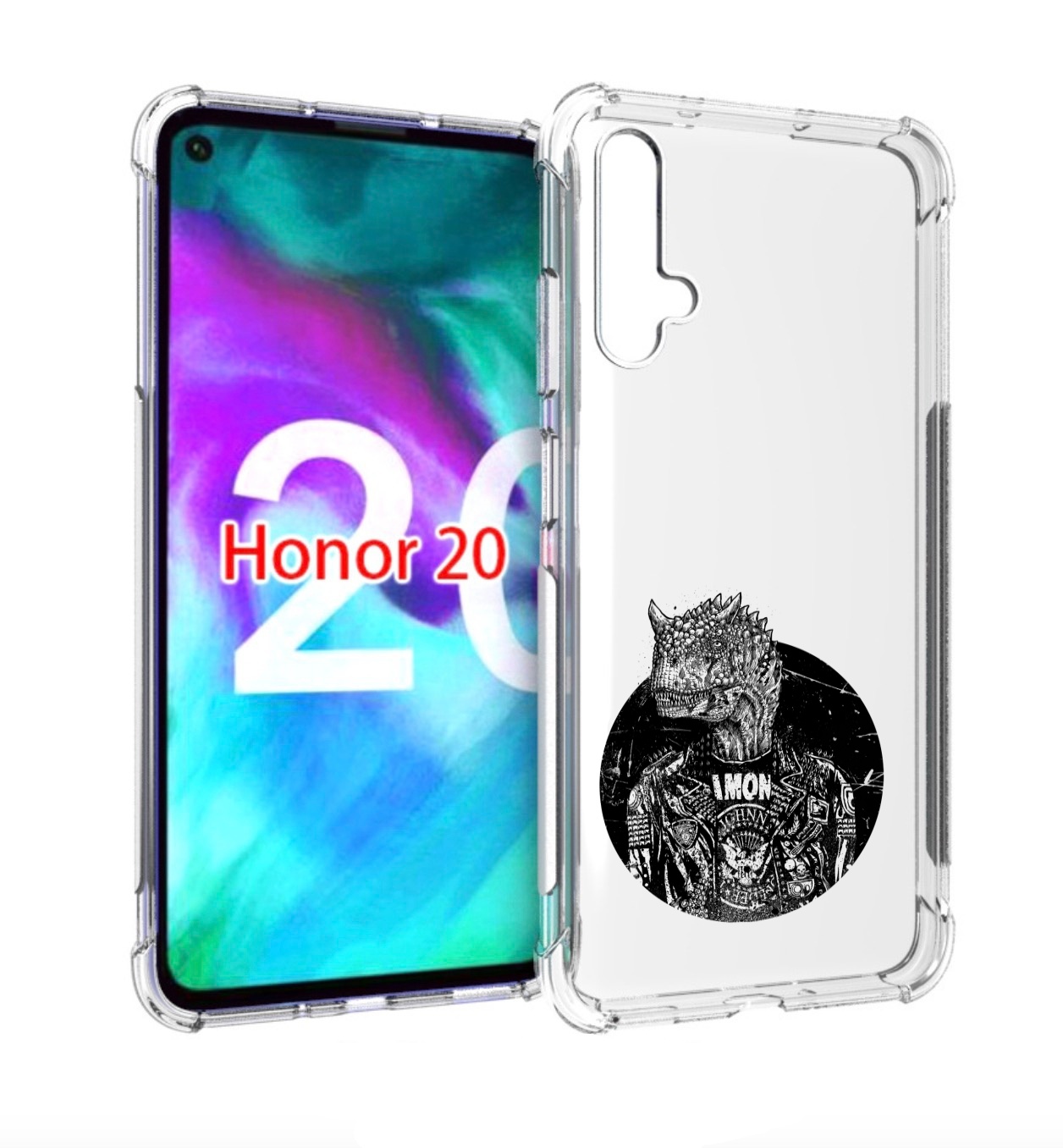 

Чехол бампер MyPads динозавр в куртке для Honor 20., Прозрачный, Tocco