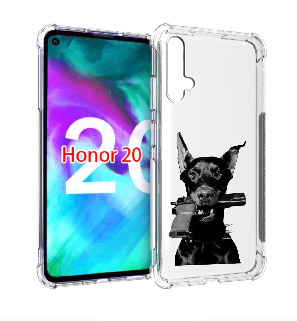 

Чехол бампер MyPads доберман с пистолетом для Honor 20., Прозрачный, Tocco