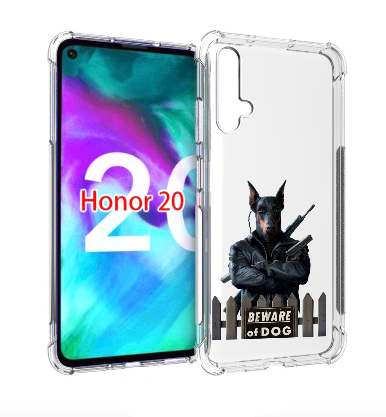 

Чехол бампер MyPads доберман для Honor 20., Прозрачный, Tocco