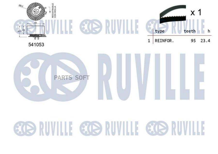 

Комплект Грм Renault Logan/Sandero/Clio 1.2 2001 => (Ролик 1шт+Ремень 95x23.4) Ruville арт