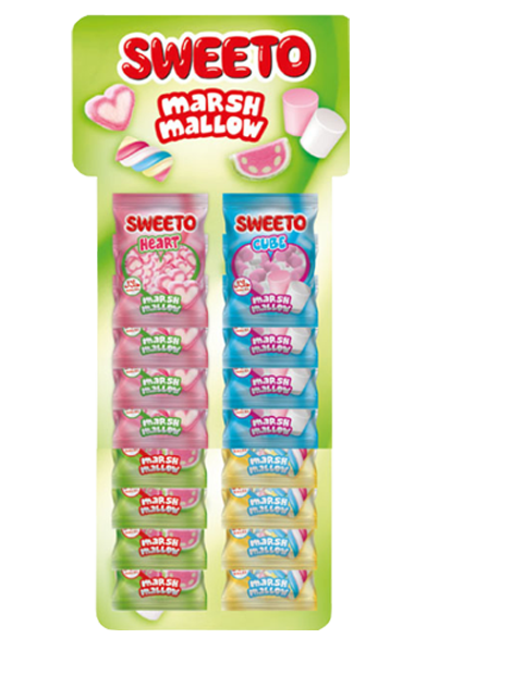 

Маршмеллоу SWEETO MELLOW в пакетиках (Косичка, Сердечко, Куб) 30 гр Упаковка 12 шт