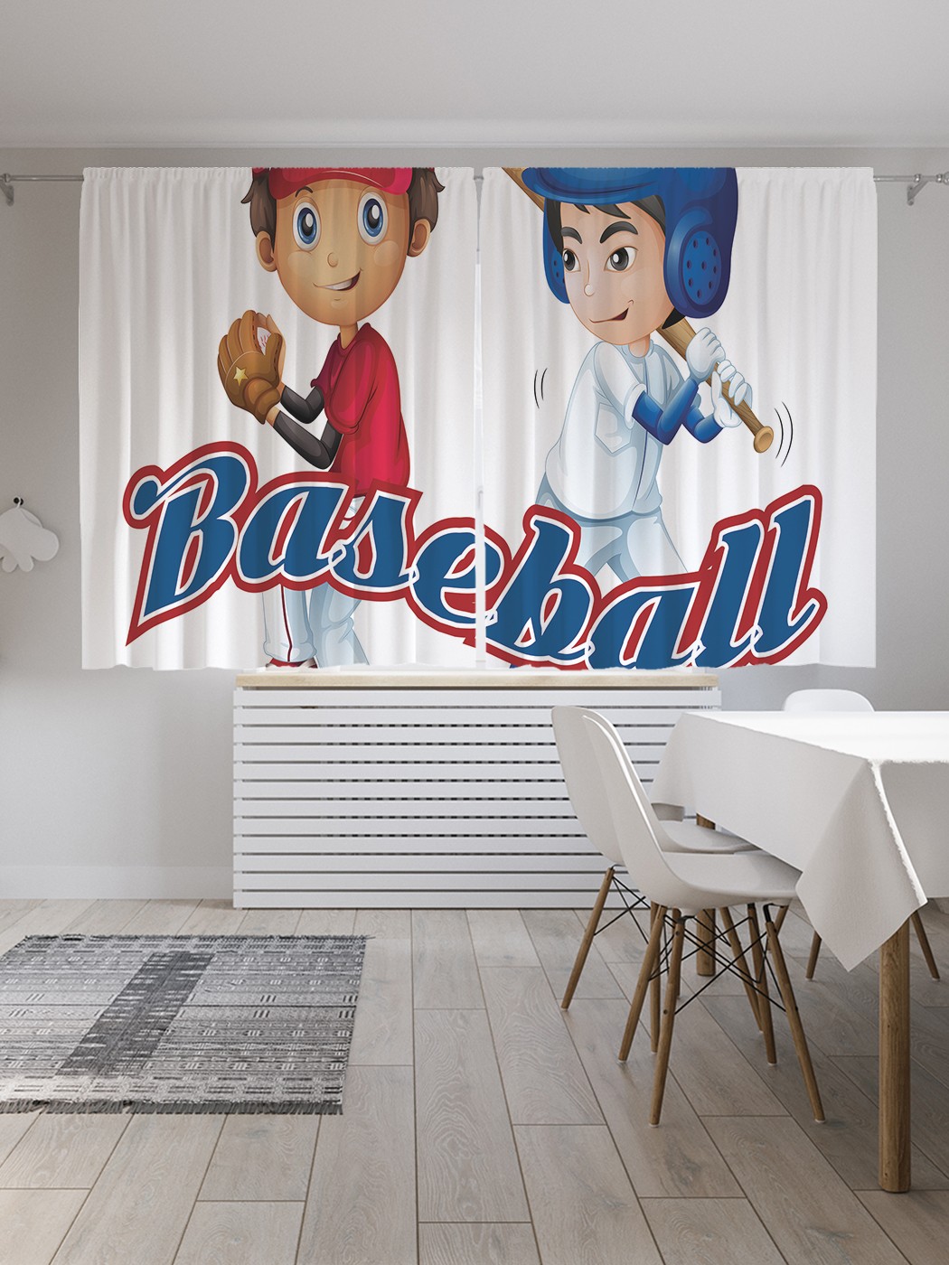 

Классические шторы JoyArty "Игра бейсбол", серия Oxford DeLux, 2 полотна 145x180 см, Игра бейсбол