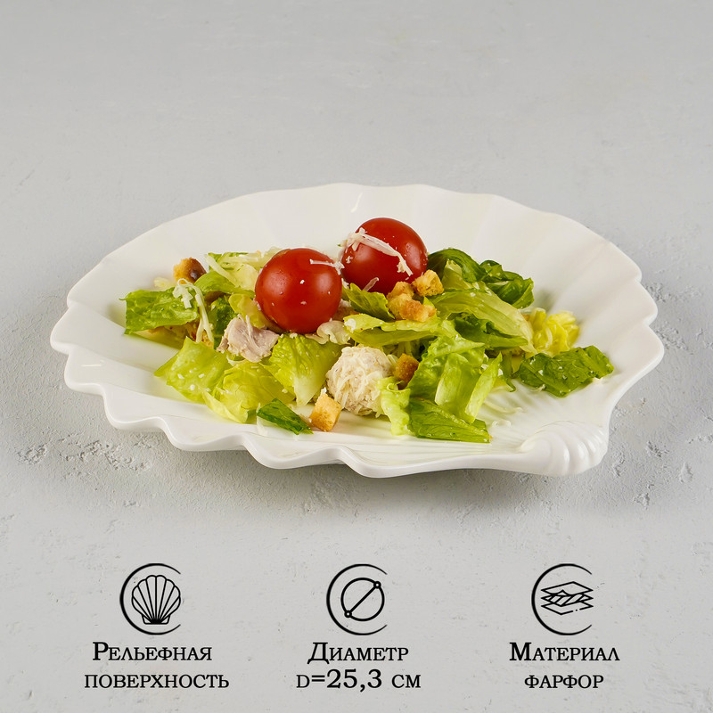 

Блюдо Magistro Раковина 25,3 см х 25,3 см, Белый, Блюдо фарфоровое Magistro