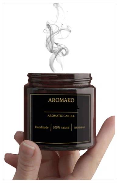 фото Свеча ароматическая декоративная интерьерная в банке aromako "бархатная роза и персик"
