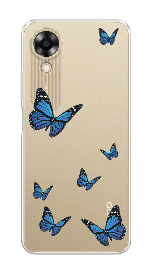 

Чехол на Oppo A17K "Blue butterflies", Синий;черный, 2512850-1
