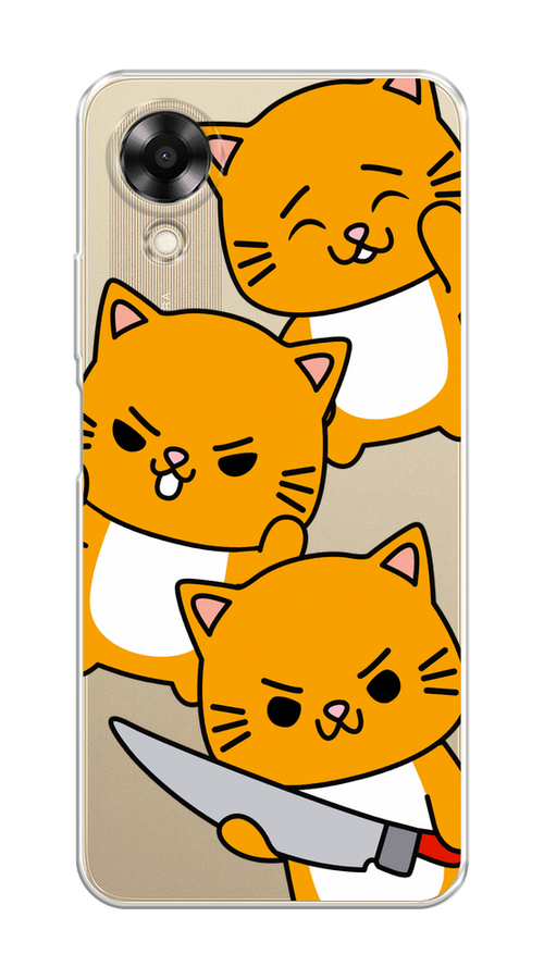 

Чехол на Oppo A17K "Опасные котики", Оранжевый;серый;белый, 2512850-1