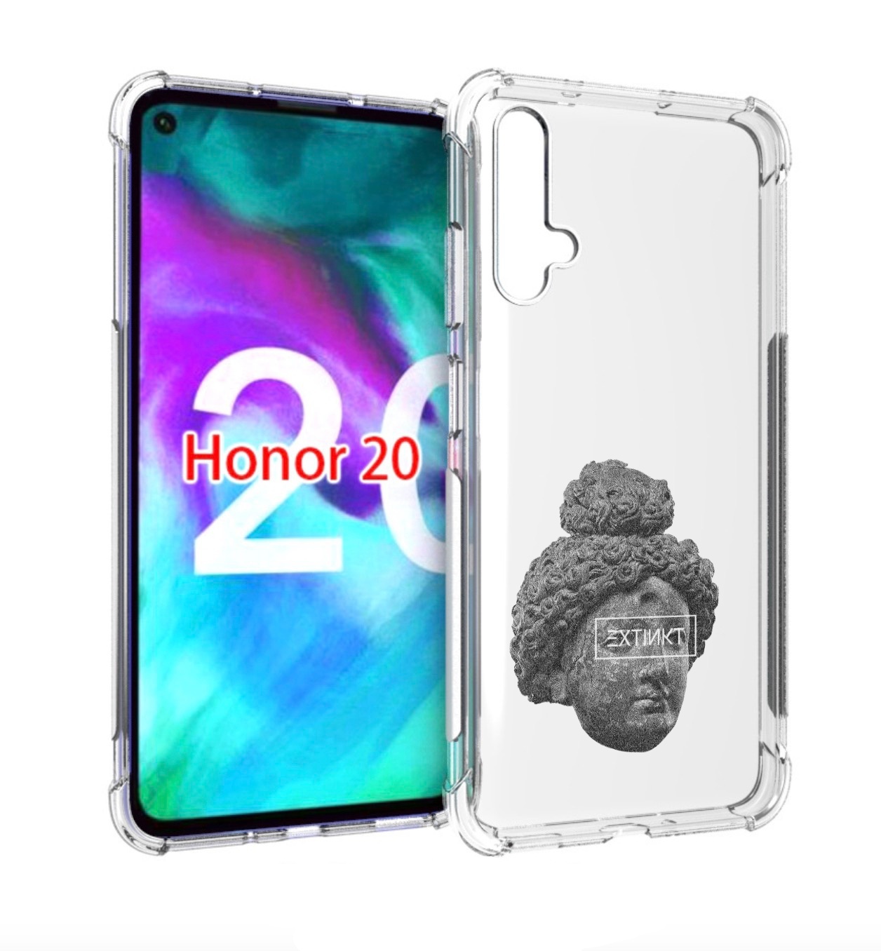 

Чехол бампер MyPads каменное лицо девушки для Honor 20., Прозрачный, Tocco