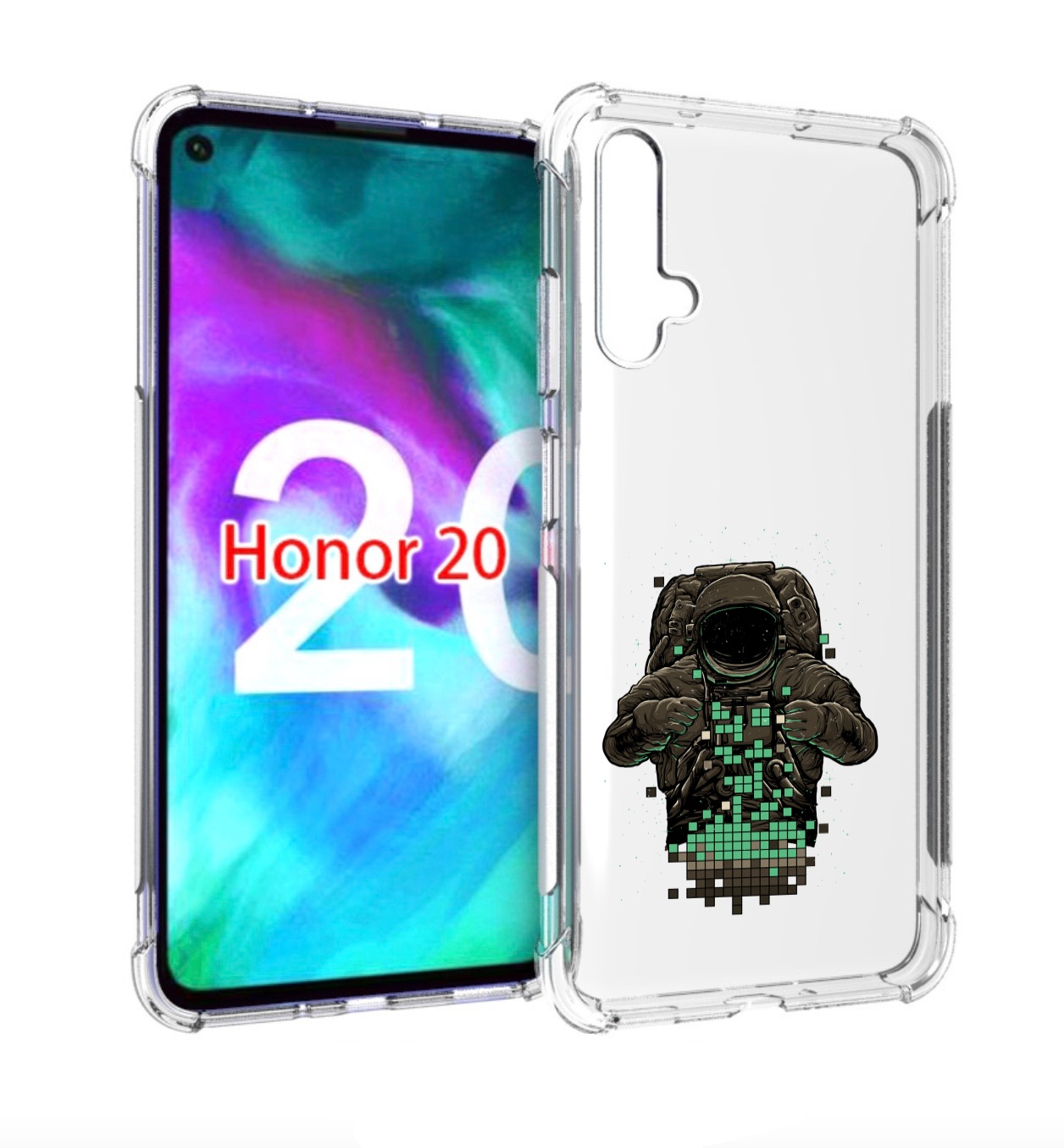 

Чехол бампер MyPads космонавт с пикселями для Honor 20., Прозрачный, Tocco
