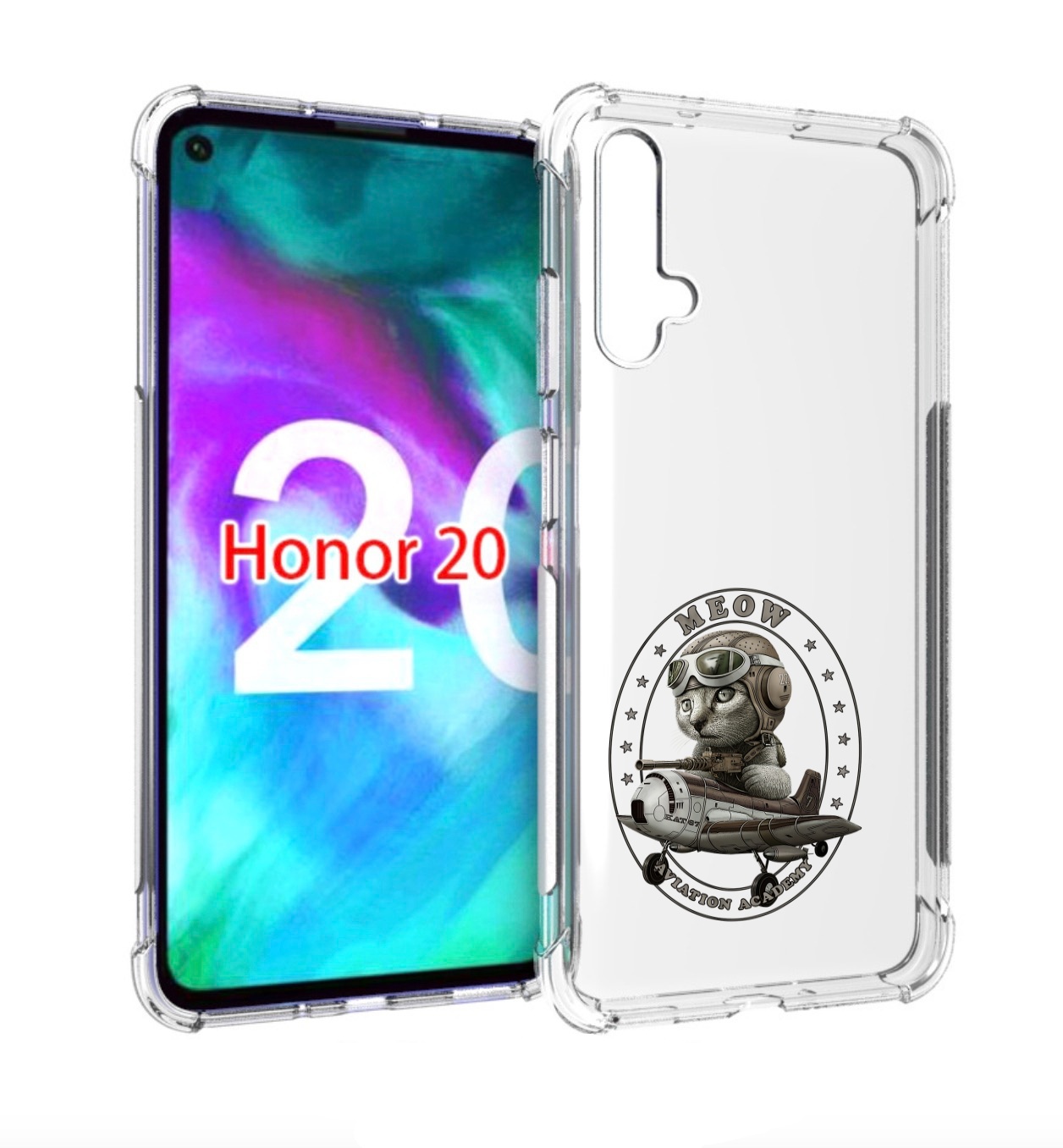 

Чехол бампер MyPads кот в самолете для Honor 20., Прозрачный, Tocco