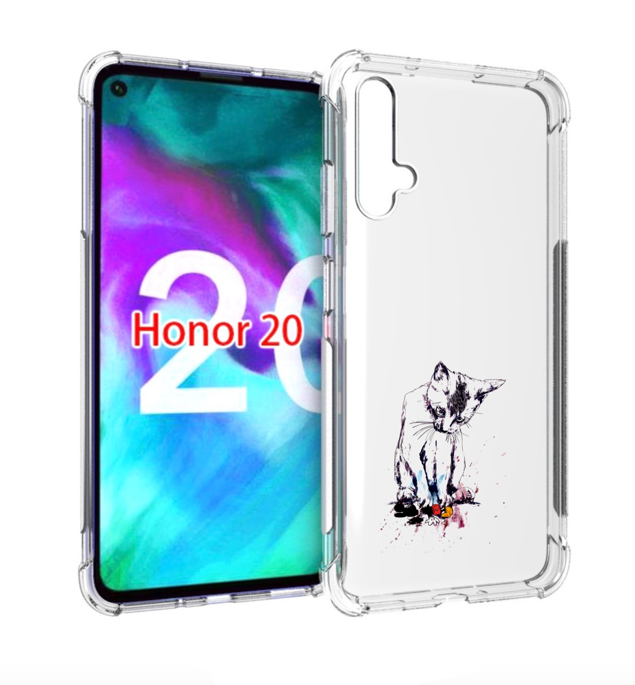 

Чехол бампер MyPads кот и микки для Honor 20., Прозрачный, Tocco
