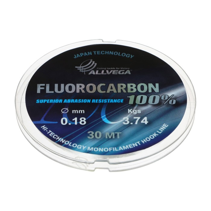 Леска монофильная Allvega FX Fluorocarbon 100%, 0.18 мм, тест 3.74 кг, 30 м, прозрачная