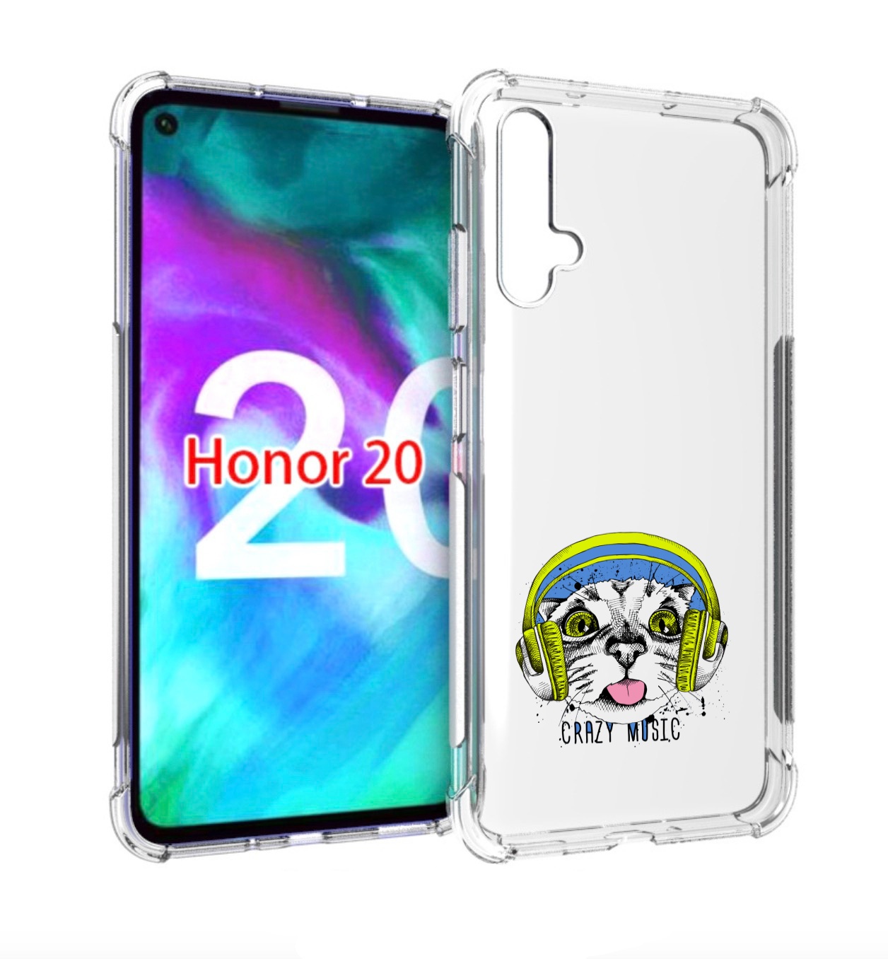 Чехол бампер MyPads кошка в наушниках рисунок для Honor 2