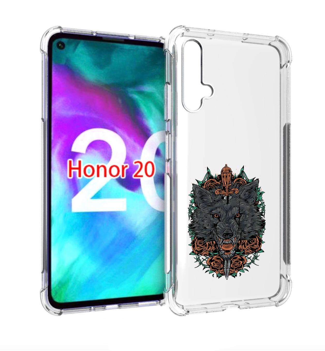 

Чехол бампер MyPads красивый злой волк для Honor 20., Прозрачный, Tocco