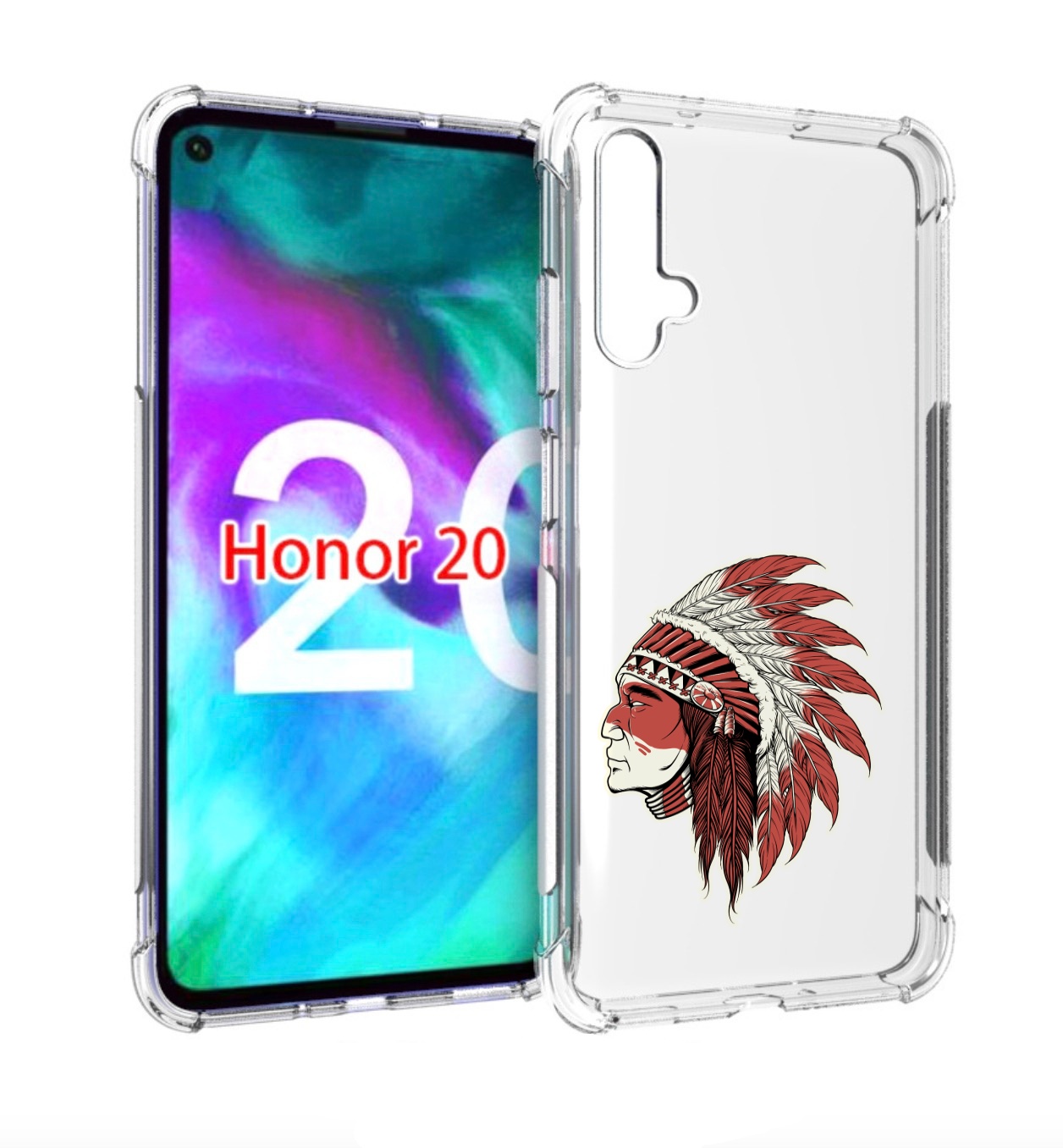 

Чехол бампер MyPads красный индеец для Honor 20., Прозрачный, Tocco