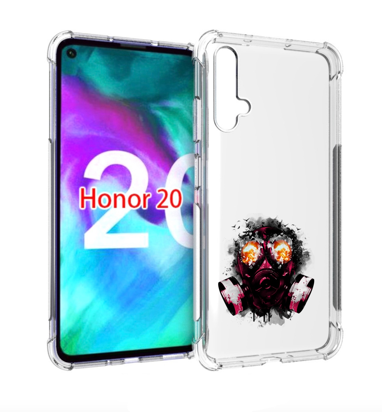 

Чехол бампер MyPads красный противогаз для Honor 20., Прозрачный, Tocco