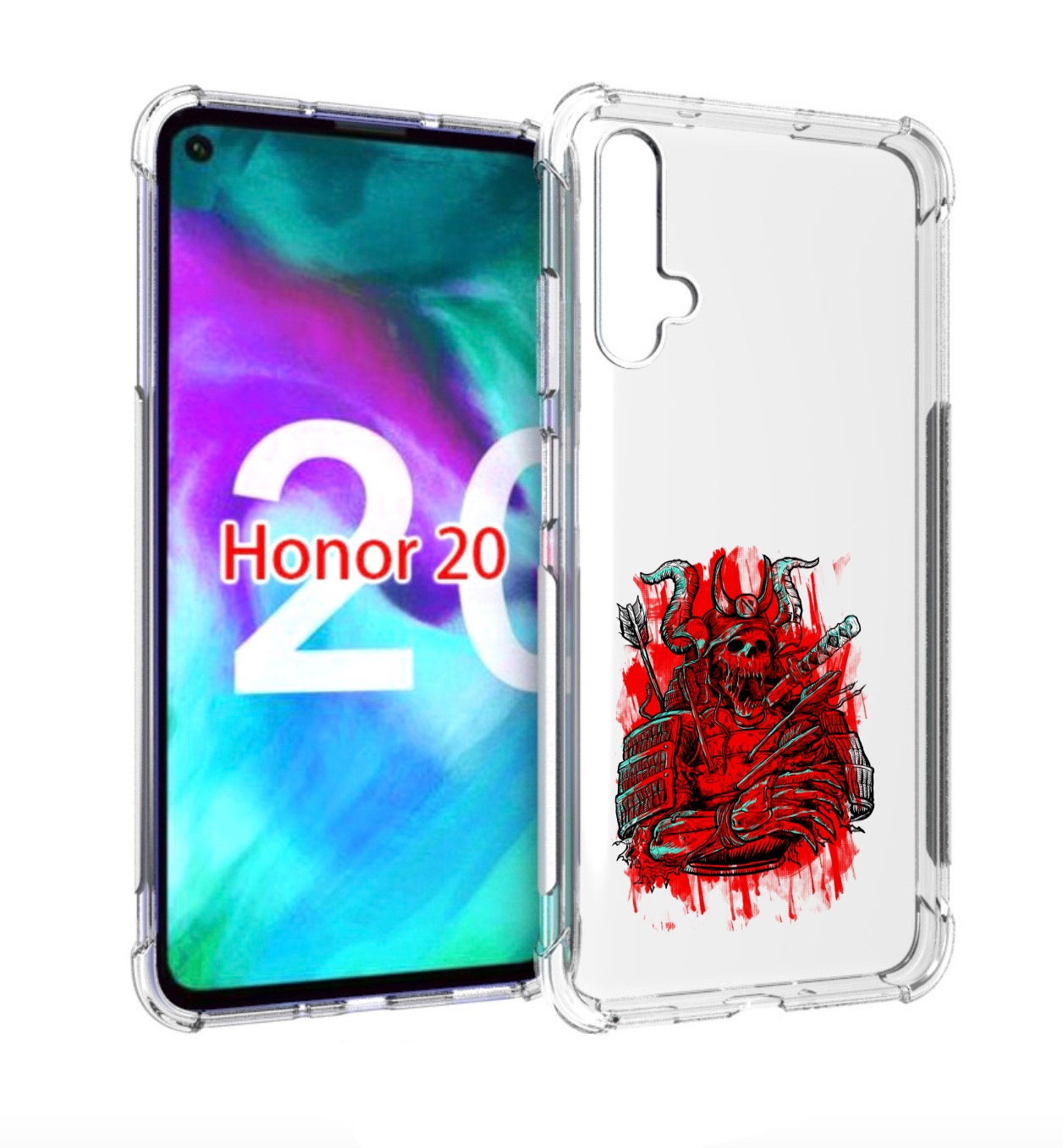 

Чехол бампер MyPads красный скелет воин для Honor 20., Прозрачный, Tocco