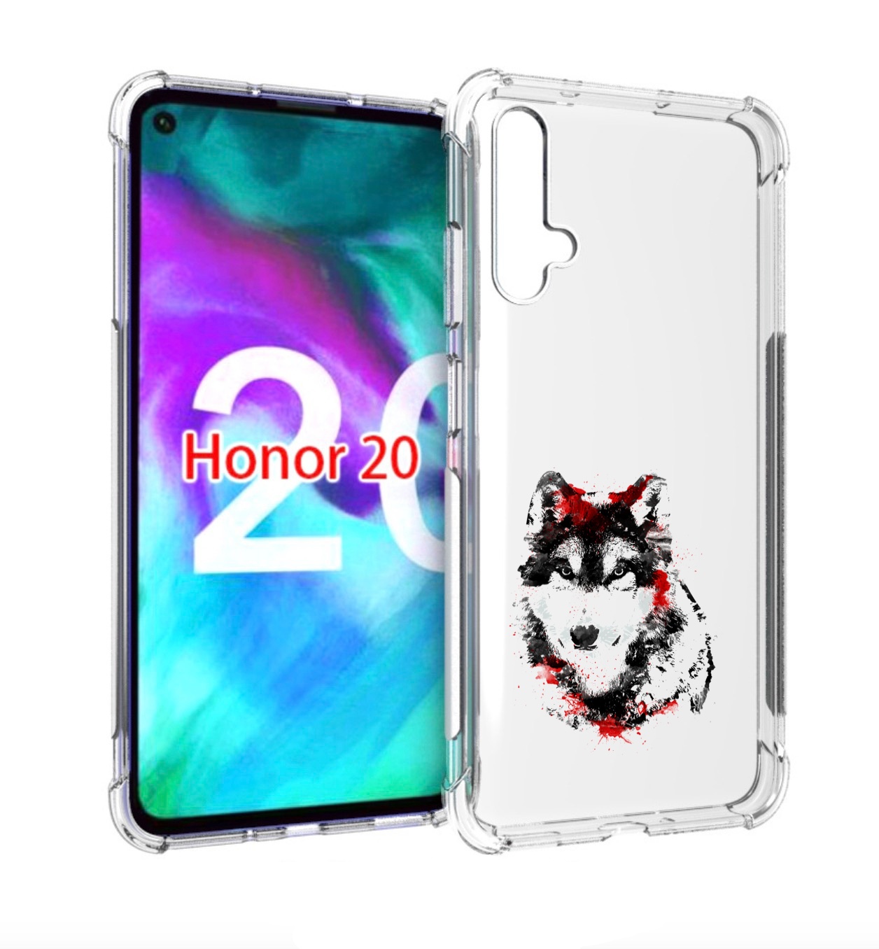 

Чехол бампер MyPads кровавый волк для Honor 20., Прозрачный, Tocco