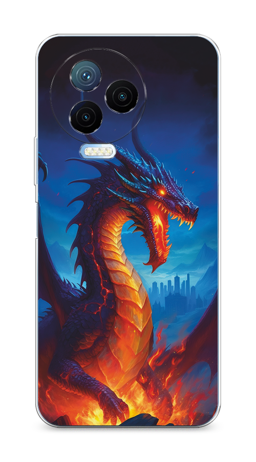 

Чехол на Infinix Note 12 Pro 4G/Note 12 2023 "Дракон над лавой", Оранжевый;коричневый;синий, 3102250-1