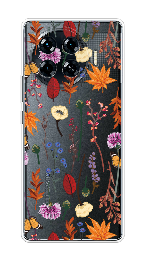 

Чехол на Tecno Spark 20 Pro Plus "Orange Purple flowers", Оранжевый;красный;розовый;желтый;прозрачный, 305050-1