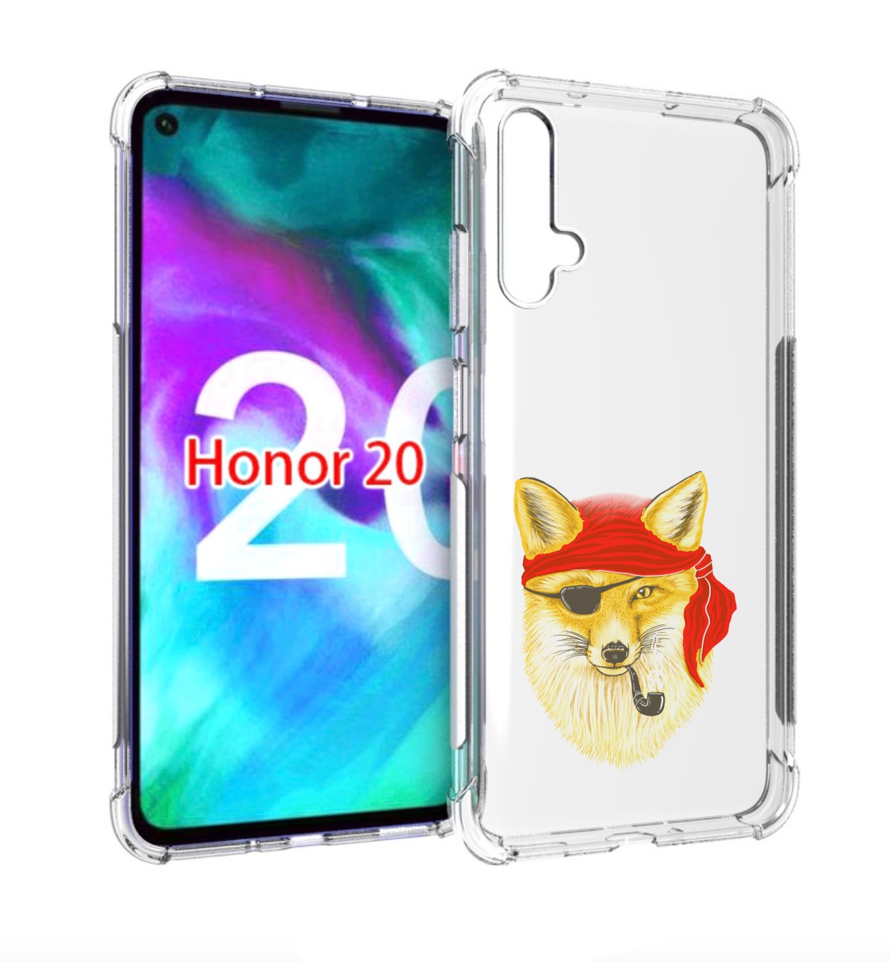 

Чехол бампер MyPads лиса-пират для Honor 20., Прозрачный, Tocco