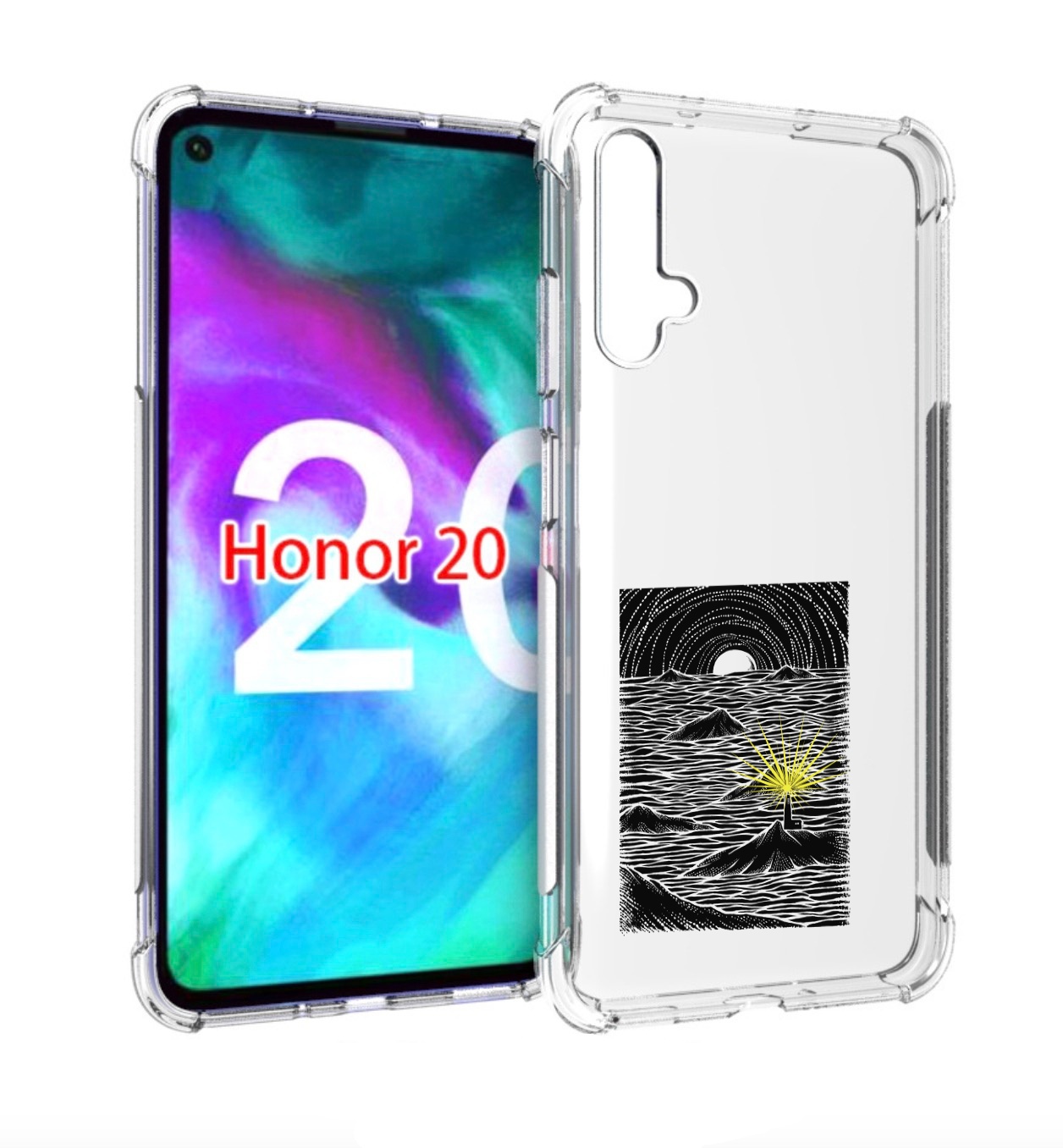 

Чехол бампер MyPads маяк в черно белом море для Honor 20., Прозрачный, Tocco