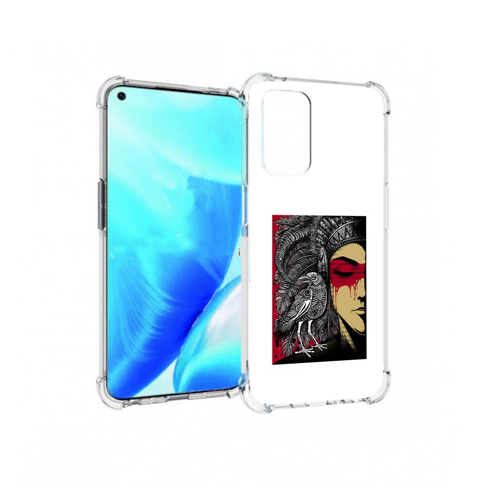 

Чехол MyPads Tocco для OnePlus Nord N200 5G девушка с вороном в абстракции, Прозрачный, Tocco