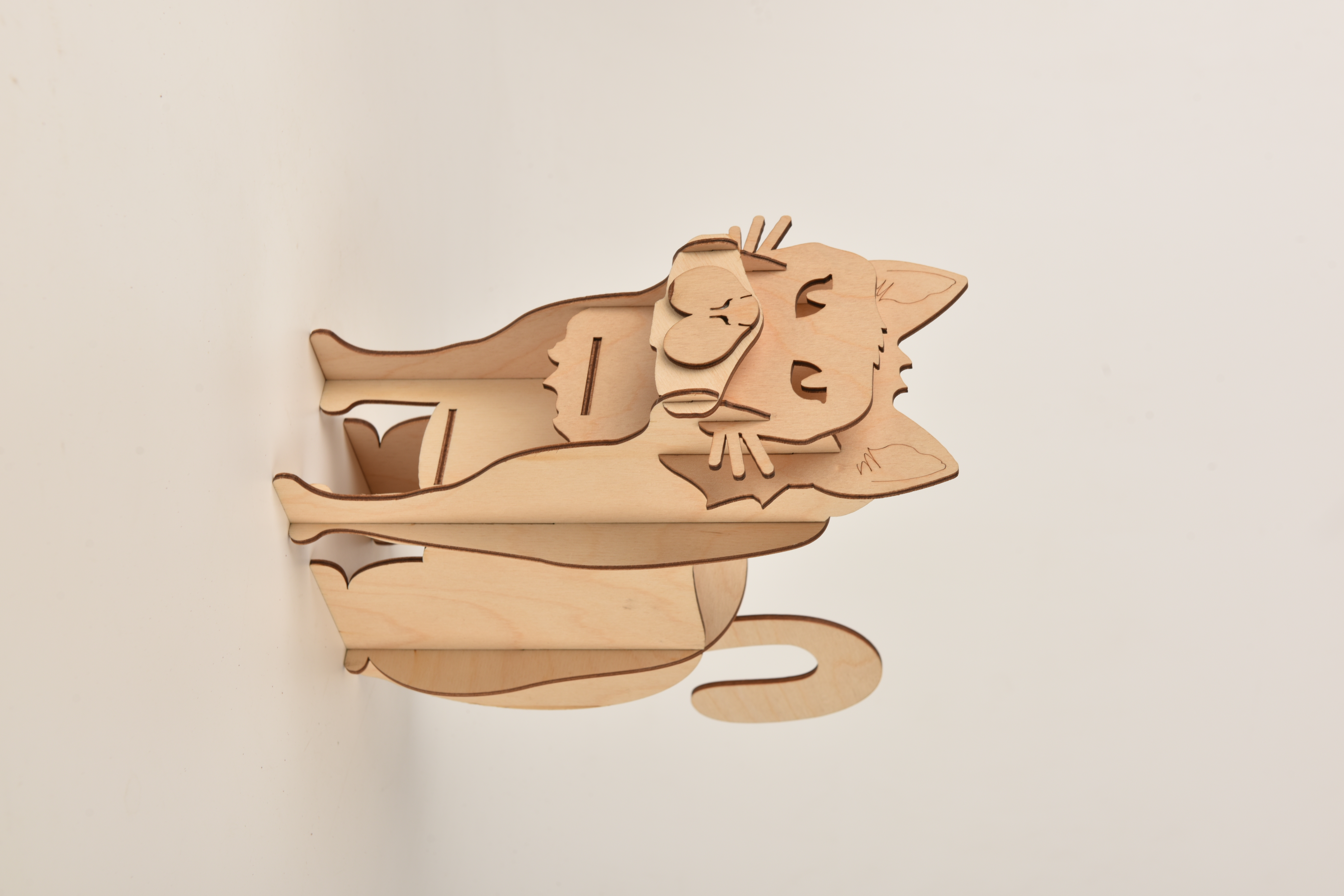 Органайзер для рабочего стола Рубикон Кошка с 3 отделениями, бежевый