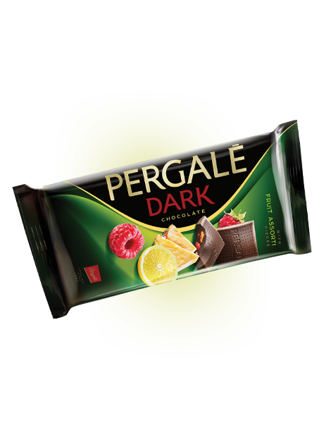 

Темный шоколад Pergale фруктовое ассорти 93 гр Упаковка 19 шт