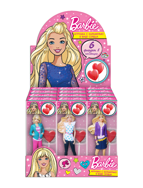 фото Карамель в виде сердца с куклой barbie 20 гр упаковка 12 шт