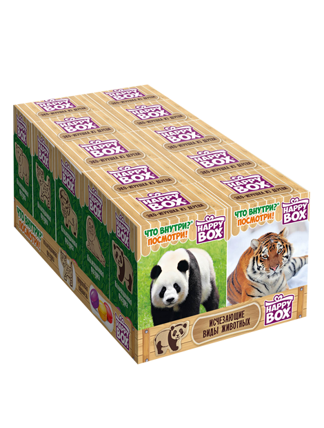 Карамель и фигурка Happy Box Исчезающие виды животных 30 гр Упаковка 10 шт