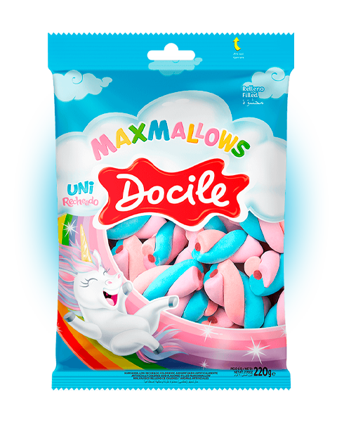 Зефир Docile Maxmallows Единорог Завитки цветные 220 гр Упаковка 12 шт