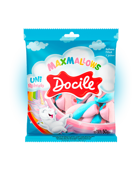 Зефир Docile Maxmallows Единорог Завитки цветные 50 гр Упаковка 12 шт