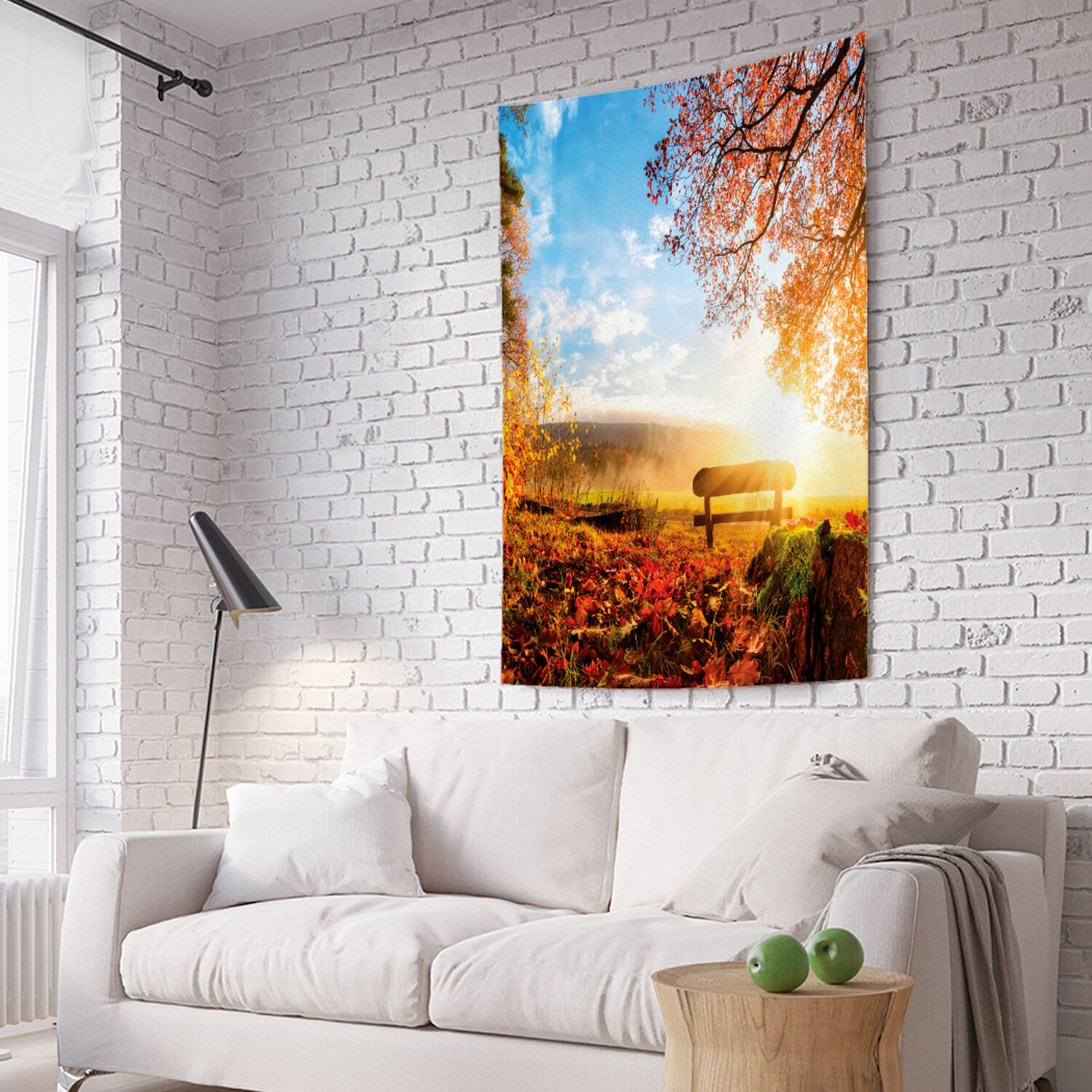 

Вертикальное фотопанно на стену JoyArty Одинокая лавочка за лесом 150x200 см, Одинокая лавочка за лесом