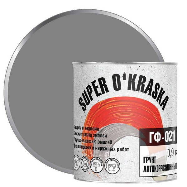 Грунт Super Okraska ГФ-021 серый 0,9кг