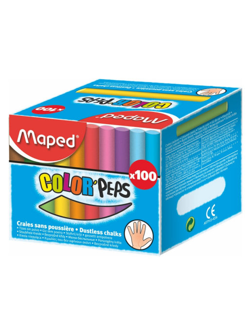 Мелки круглые для школы и офиса MAPED Color Peps, 10 цветов (100шт) карандаши ные maped франция color pep s 12 ов трехгранные заточенные европодвес 183212