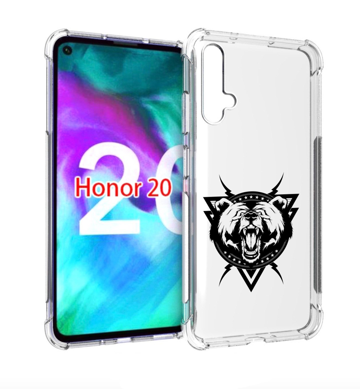 

Чехол бампер MyPads медведь в треугольнике для Honor 20., Прозрачный, Tocco