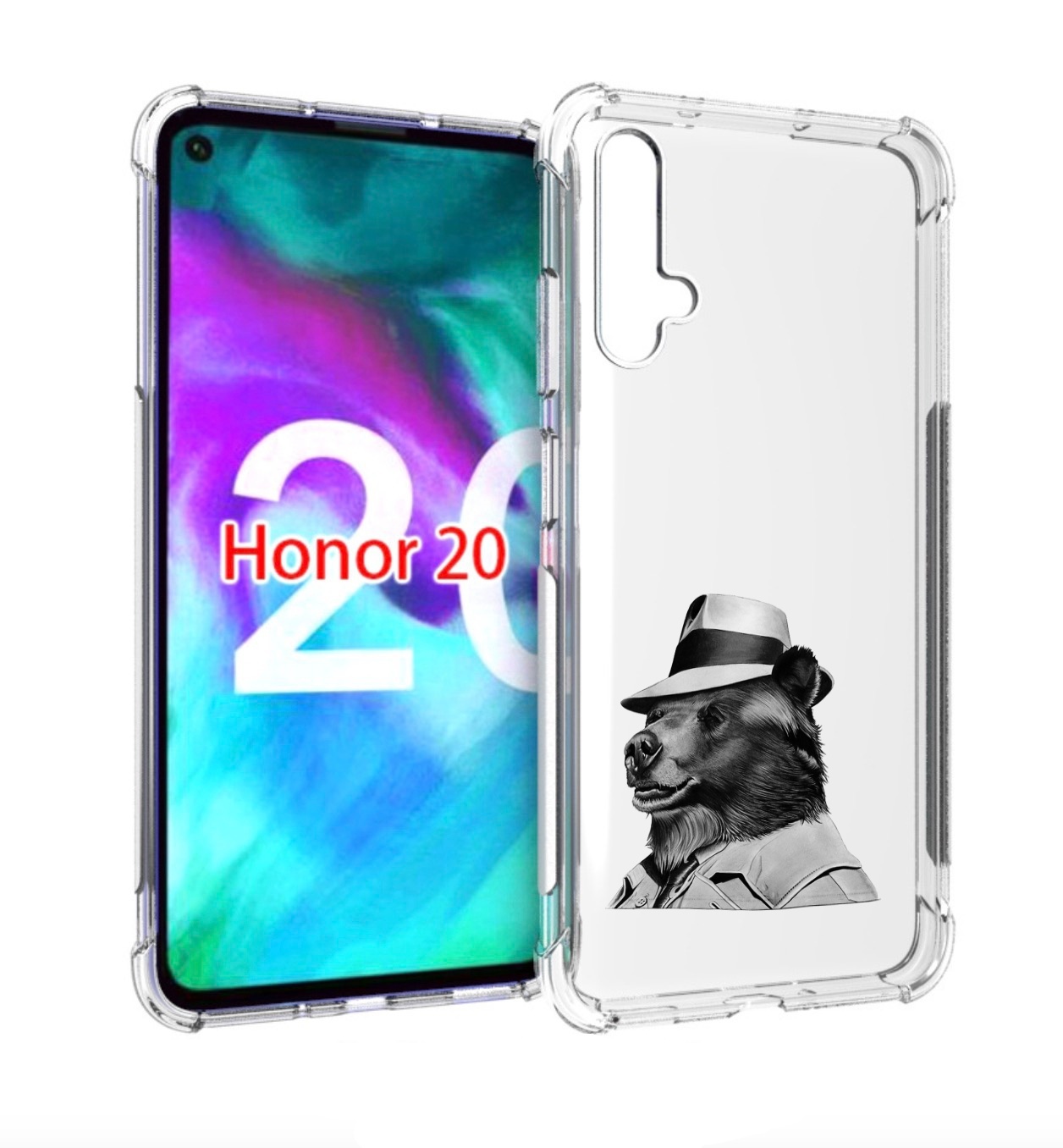 Чехол бампер MyPads медведь в шляпе для Honor 20.