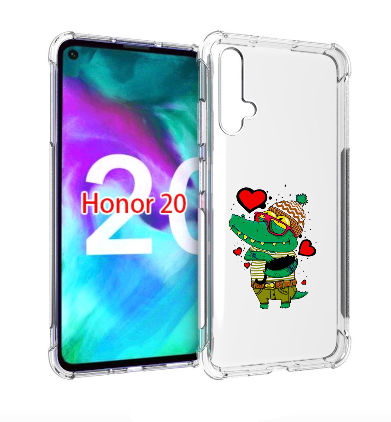 

Чехол бампер MyPads Влюбленный крокодил для Honor 20., Прозрачный, Tocco
