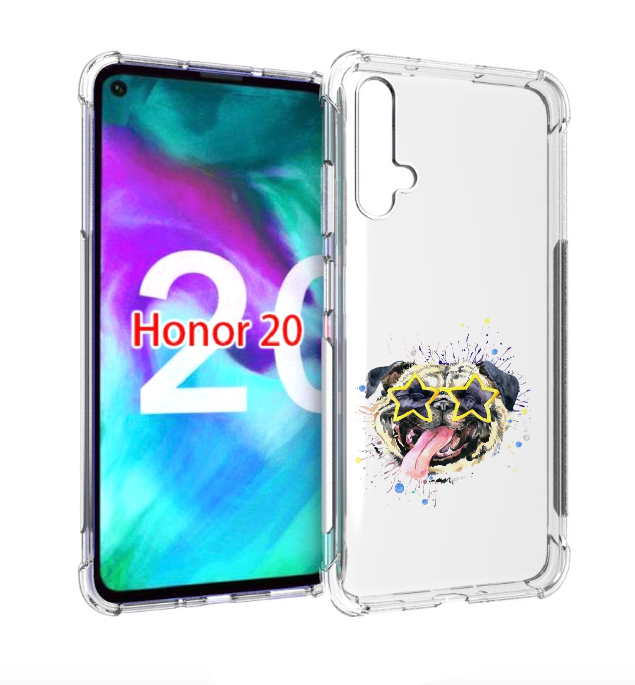 

Чехол бампер MyPads мопс боксер для Honor 20., Прозрачный, Tocco