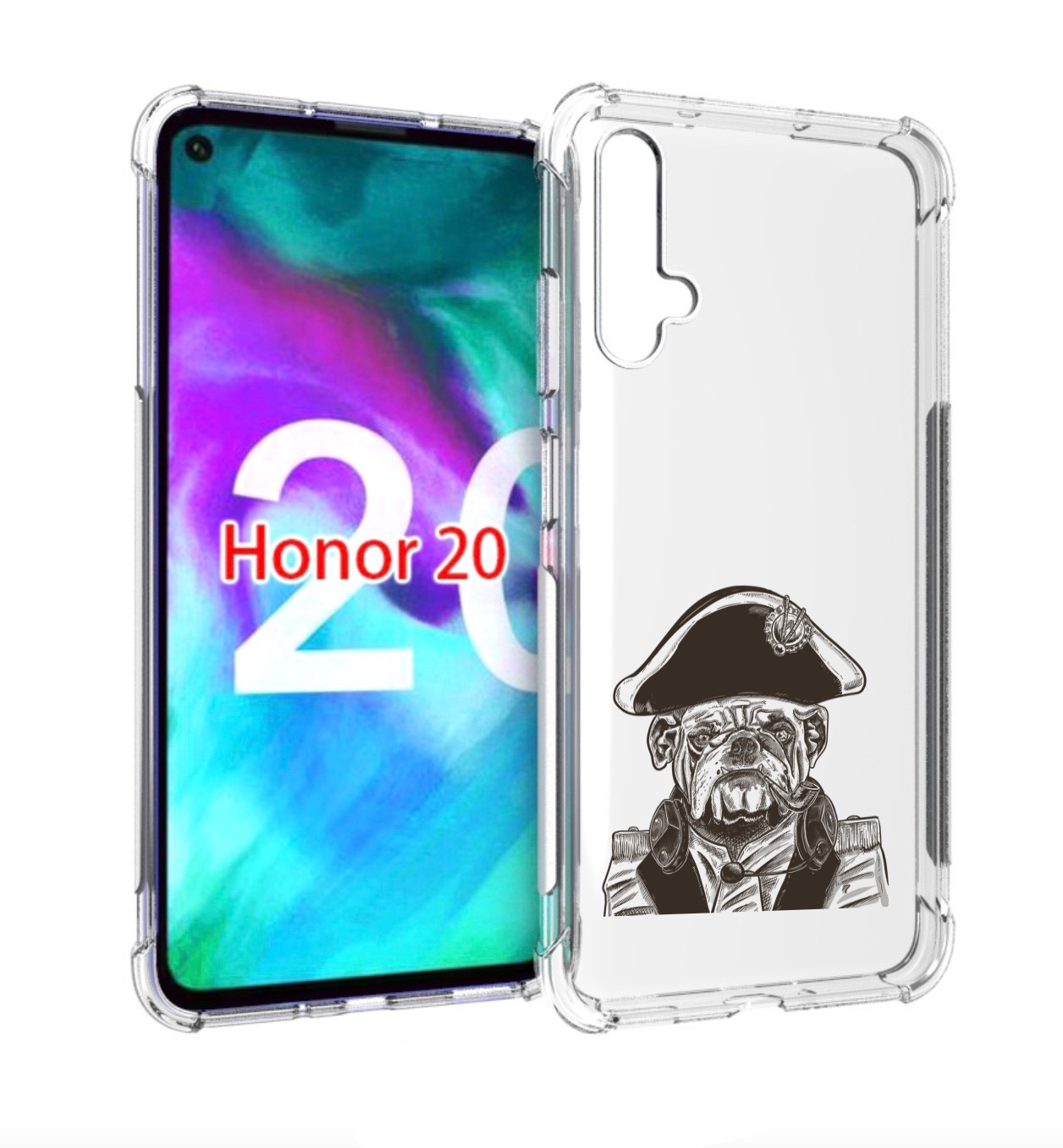 

Чехол бампер MyPads мопс генерал для Honor 20., Прозрачный, Tocco