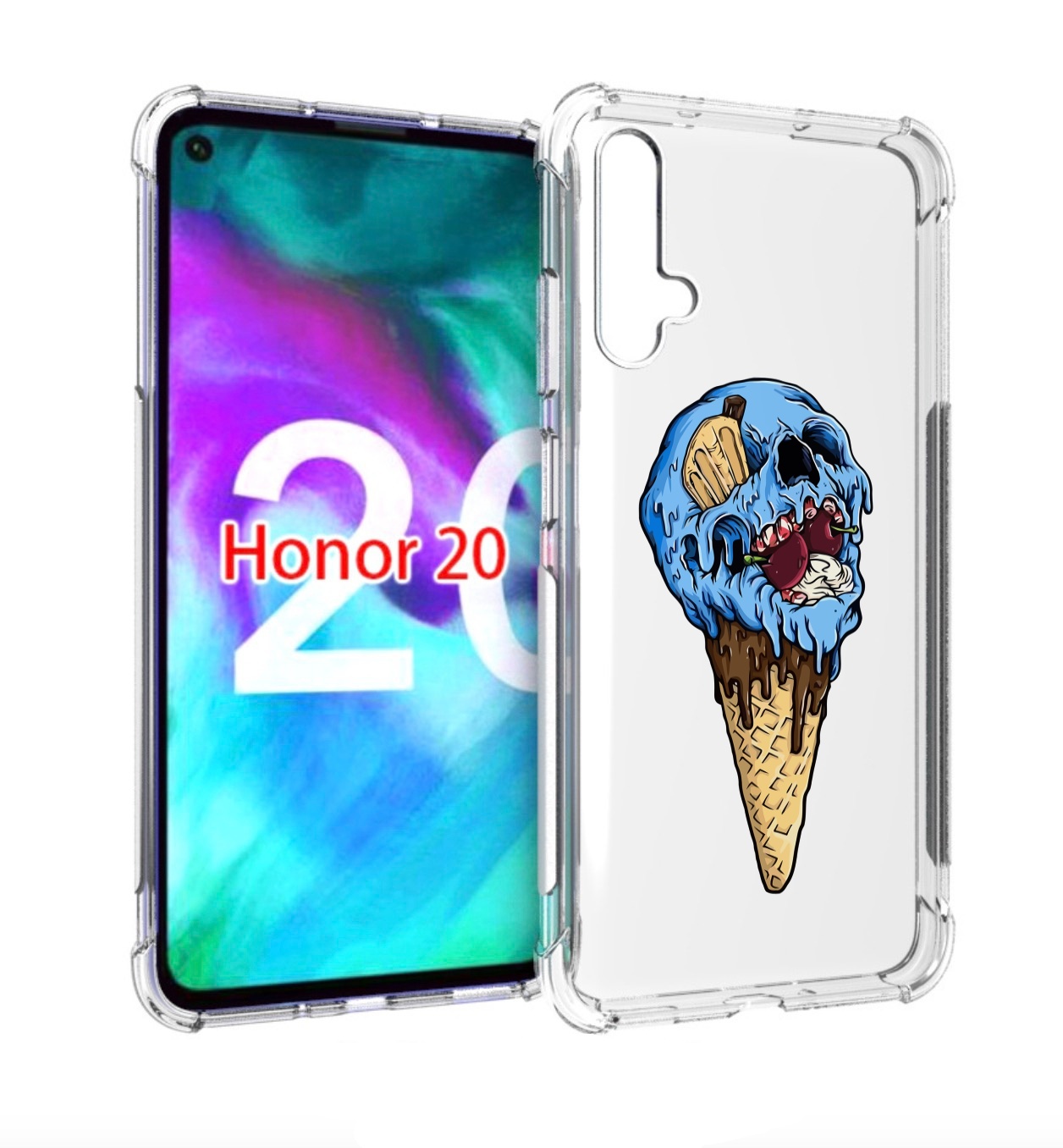 

Чехол бампер MyPads мороженное череп для Honor 20., Прозрачный, Tocco